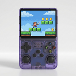 Load image into Gallery viewer, R36S retro handheld games console in purple, front view with 3.5 inch IPS screen
