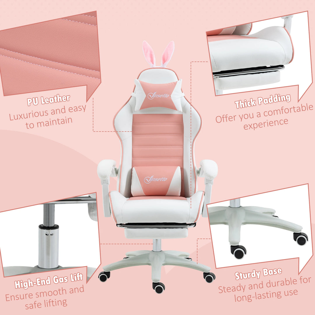 PU Leather Swivel Gaming Chair fully reclined position