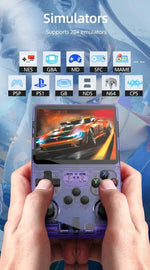 Load image into Gallery viewer, R36S handheld console - angle view showing 3.5 inch IPS screen
