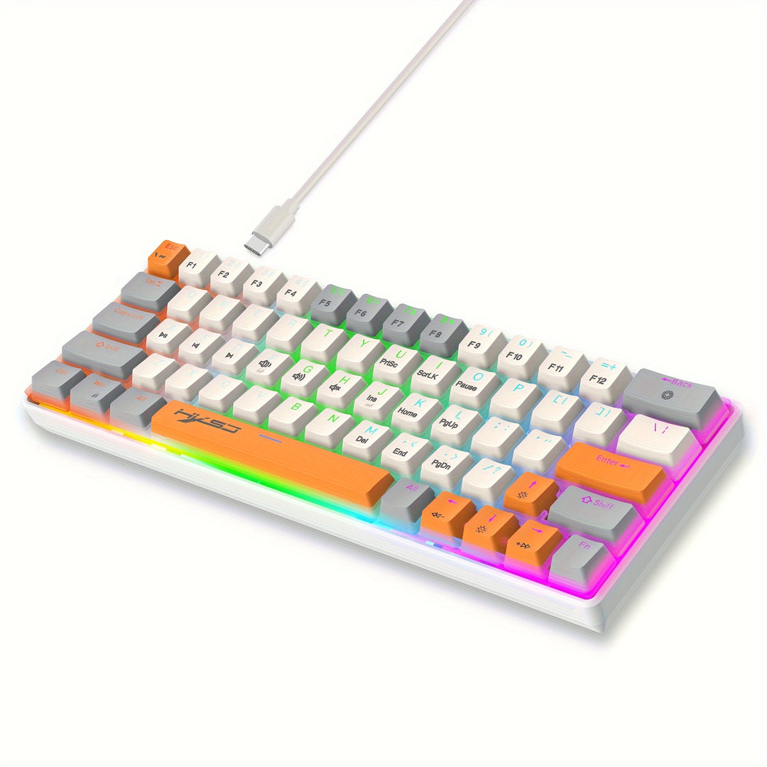 60% Mechanical Gaming Keyboard – RGB Backlit Portable 63-Key Mini Wired Keyboard With Blue Or Red Switch