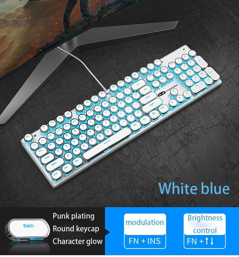 Mechanical Gaming Keyboard – Retro Style MageGee Blue Switches, Led Backlit Keycaps, Wired USB, Windows Compatible