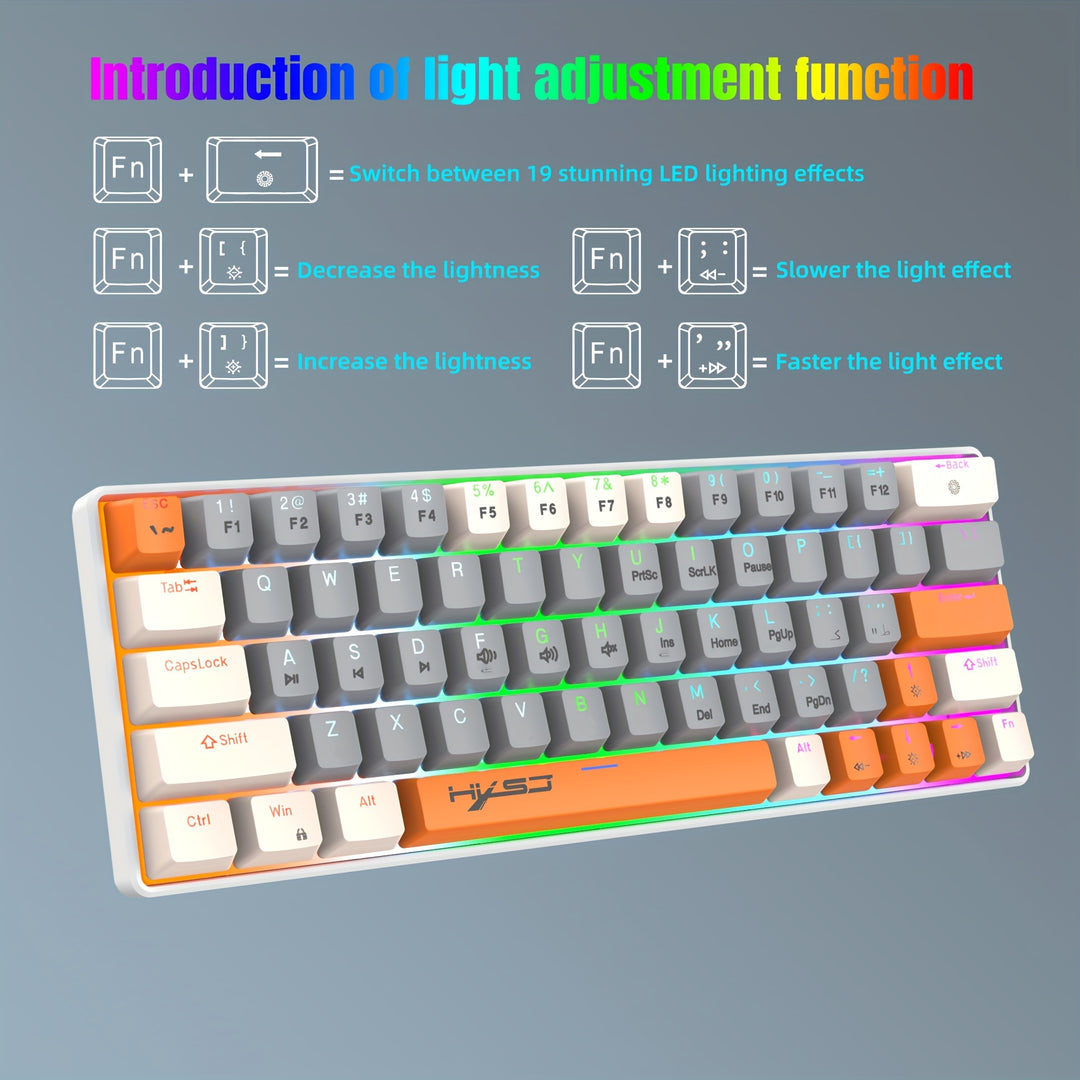 60% Mechanical Gaming Keyboard – RGB Backlit Portable 63-Key Mini Wired Keyboard With Blue Or Red Switch