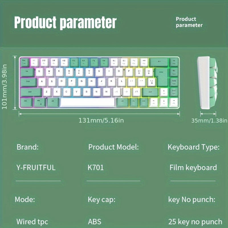 Gaming Keyboard And Mouse Set - 68-Key Membrane Keyboard With RGB Backlight, Quiet Typing