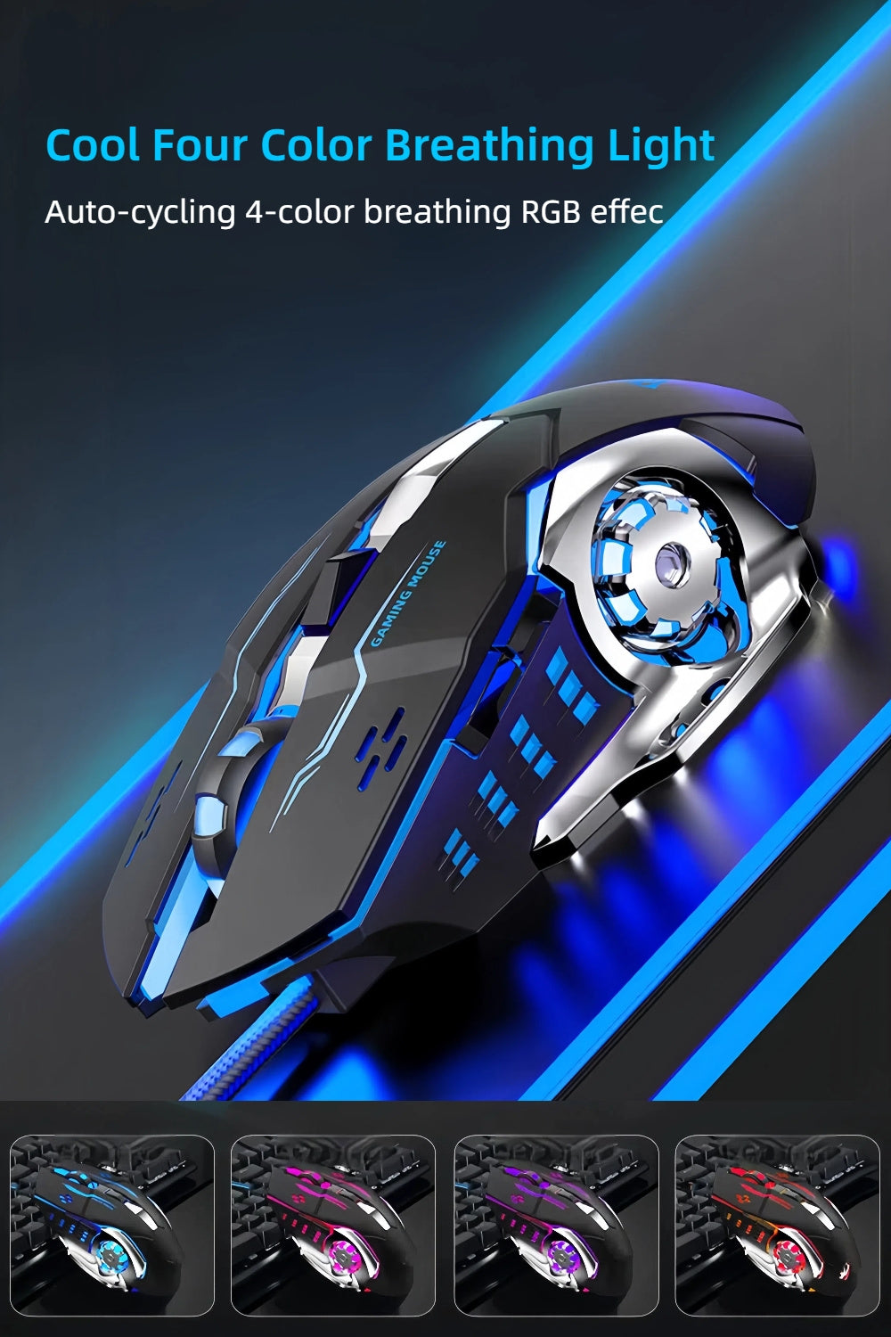 Ambidextrous RGB Gaming Mouse 7 Buttons DPI button and left click detail