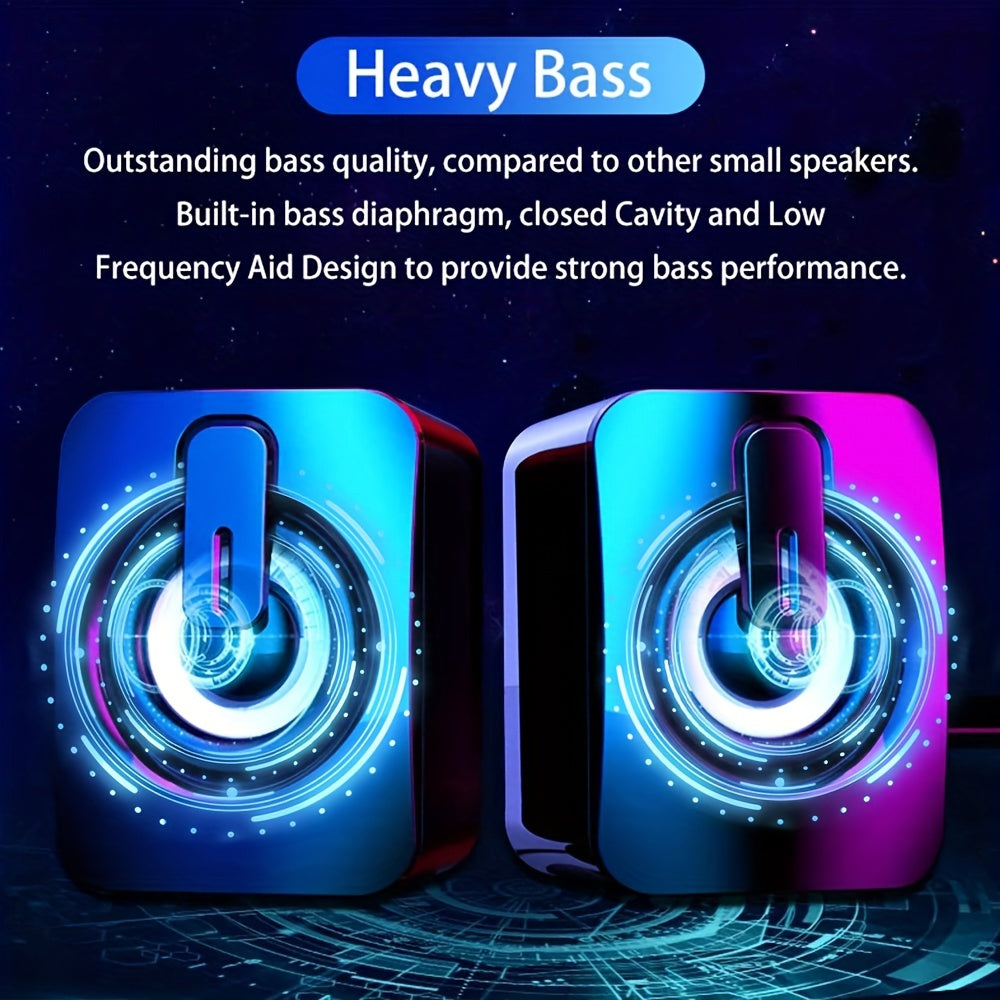 USB Powered Desktop Speakers – 2.0 Channel Stereo For PC With Rainbow RGB Backlight