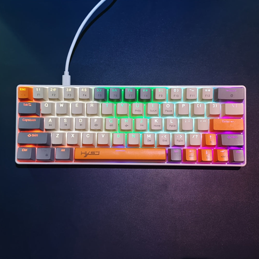 60% Mechanical Gaming Keyboard – RGB Backlit Portable 63-Key Mini Wired Keyboard With Blue Or Red Switch
