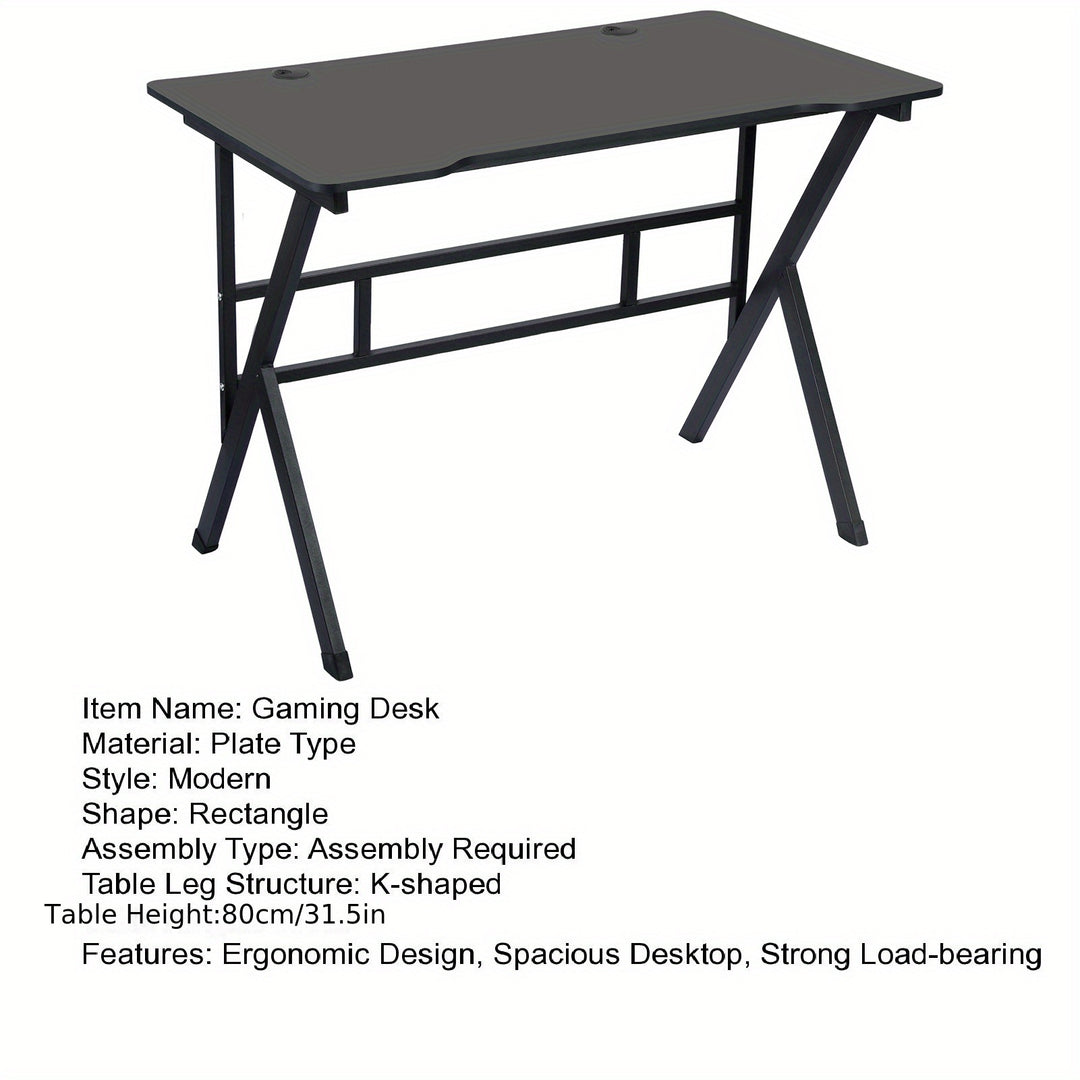 Gaming Desk - 39.37 X 23.62 X 29.53 Inches Ergonomic Computer Desk With X Shaped Steel Legs
