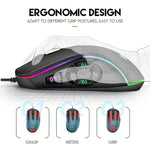 Load image into Gallery viewer, RGB Wired Gaming Mouse 10 Programmable Buttons side profile left hand view
