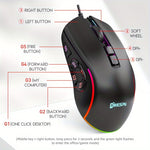 Load image into Gallery viewer, RGB Wired Gaming Mouse 10 Programmable Buttons all 10 programmable buttons labelled
